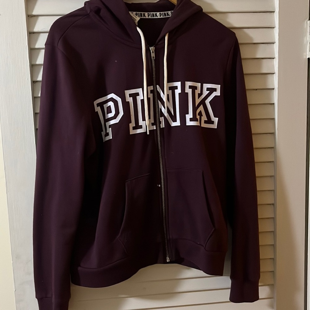 Purple, Size L, PINK zip-up hoodie. - Picture 1 of 4